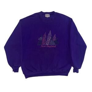 Vintage Signet Sportswear New England Purple Embroidered Crewneck Sweatshirt